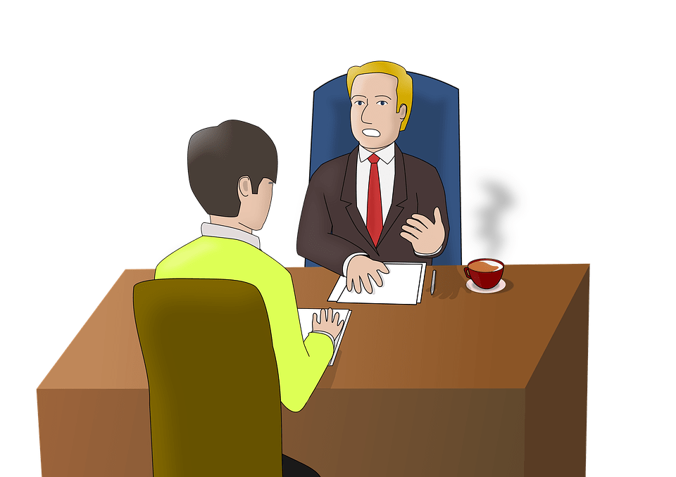 Image of a boss, leader, supervisor, manager interviewing a person to see if they are the right fit for a team.