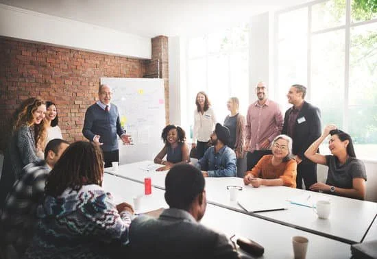 Image of a team having a meeting.