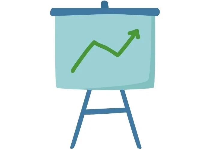 chart with a line going up on it showing how the trust will go up at work.