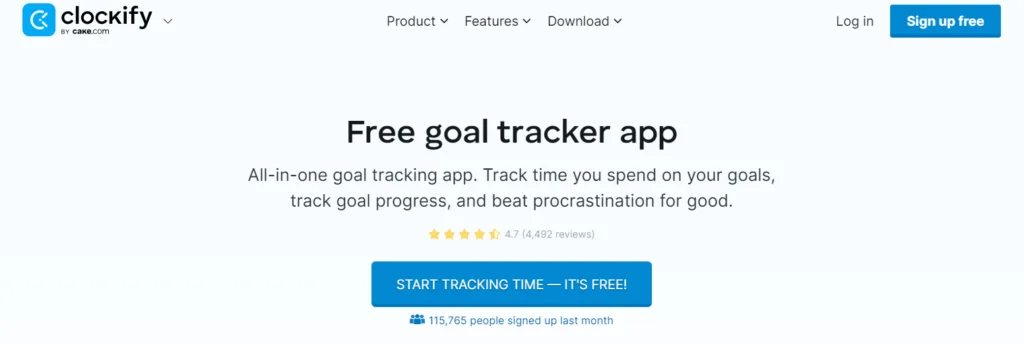 Clockify Goal Tracking App