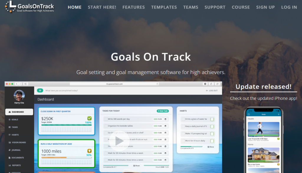 Goals on Track Goal Tracking App