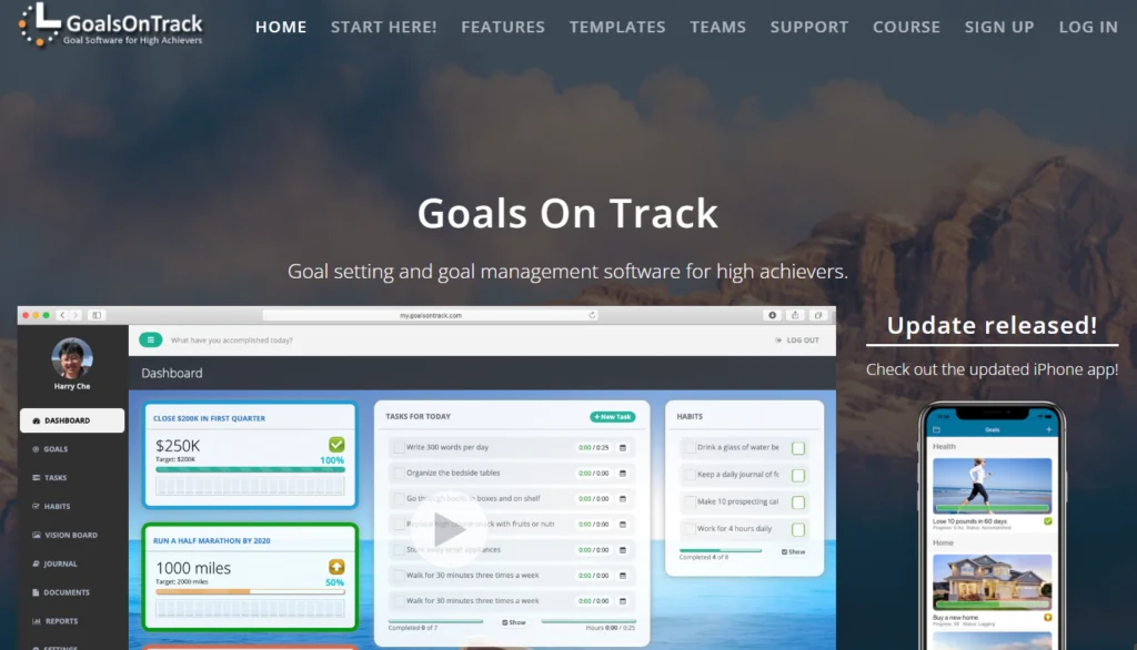 Goals on Track Goal Tracking App