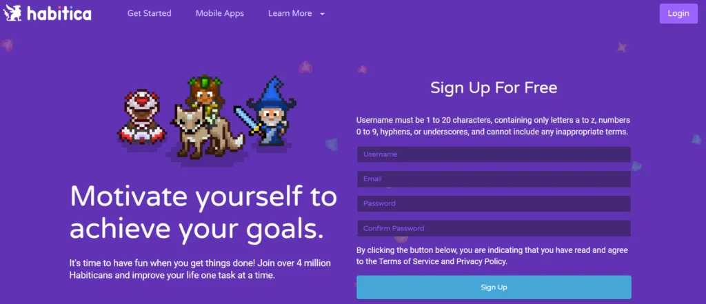 Habitica Goal Tracking App