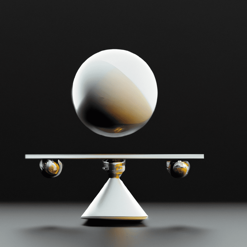 A ball balancing over a metal platform.