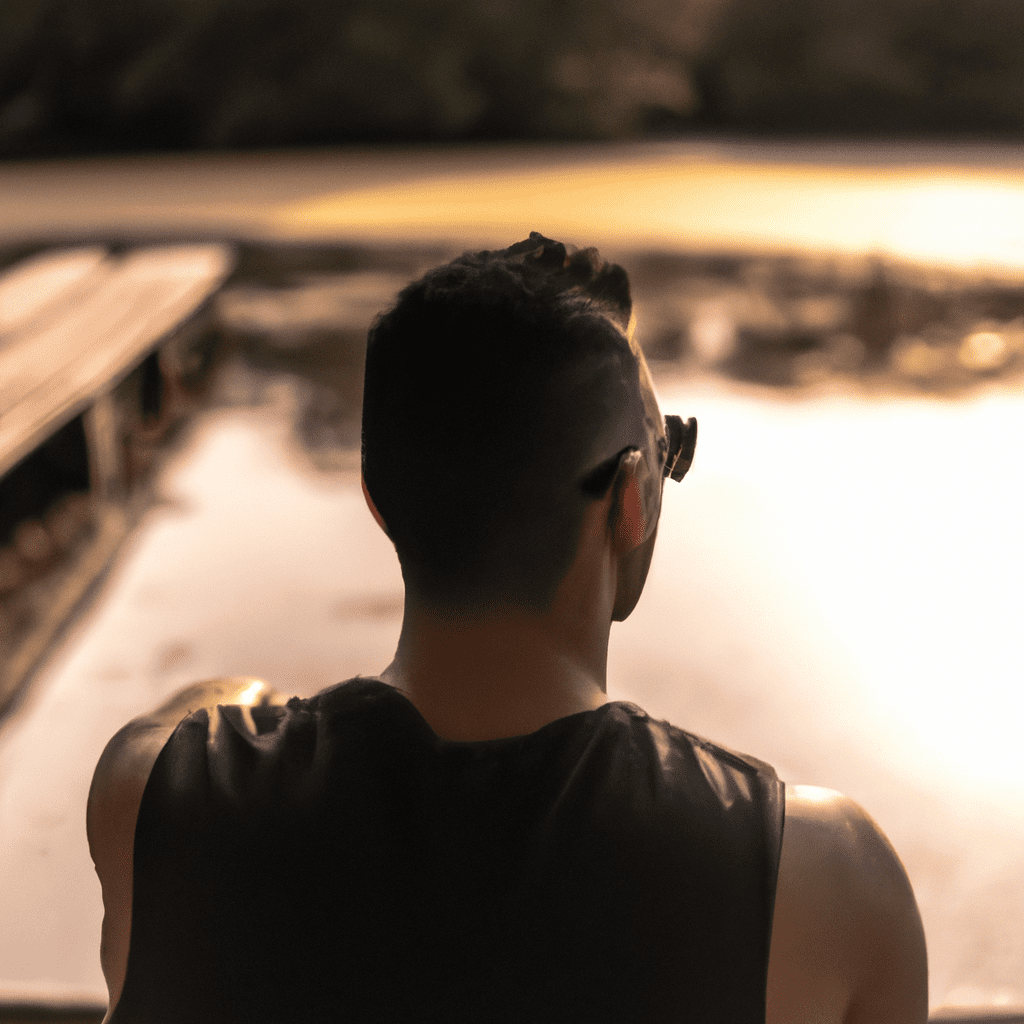 Person looking over a lake relaxing.