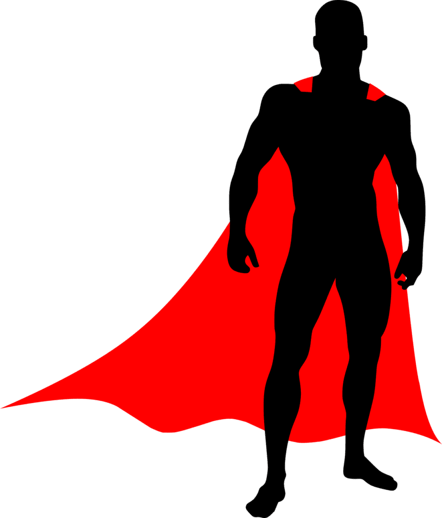 silhouette of a leader in a cape for the pros of contemporary leadership.