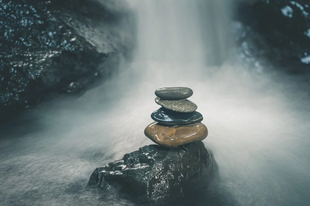 stones, waterfalls, balance