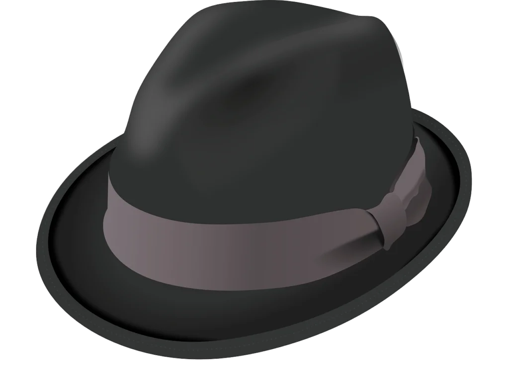 hat, trilby, black