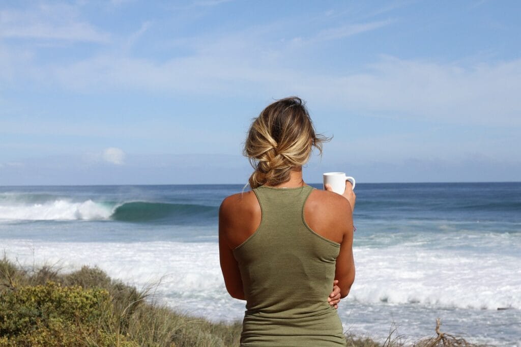 beach, coast, woman