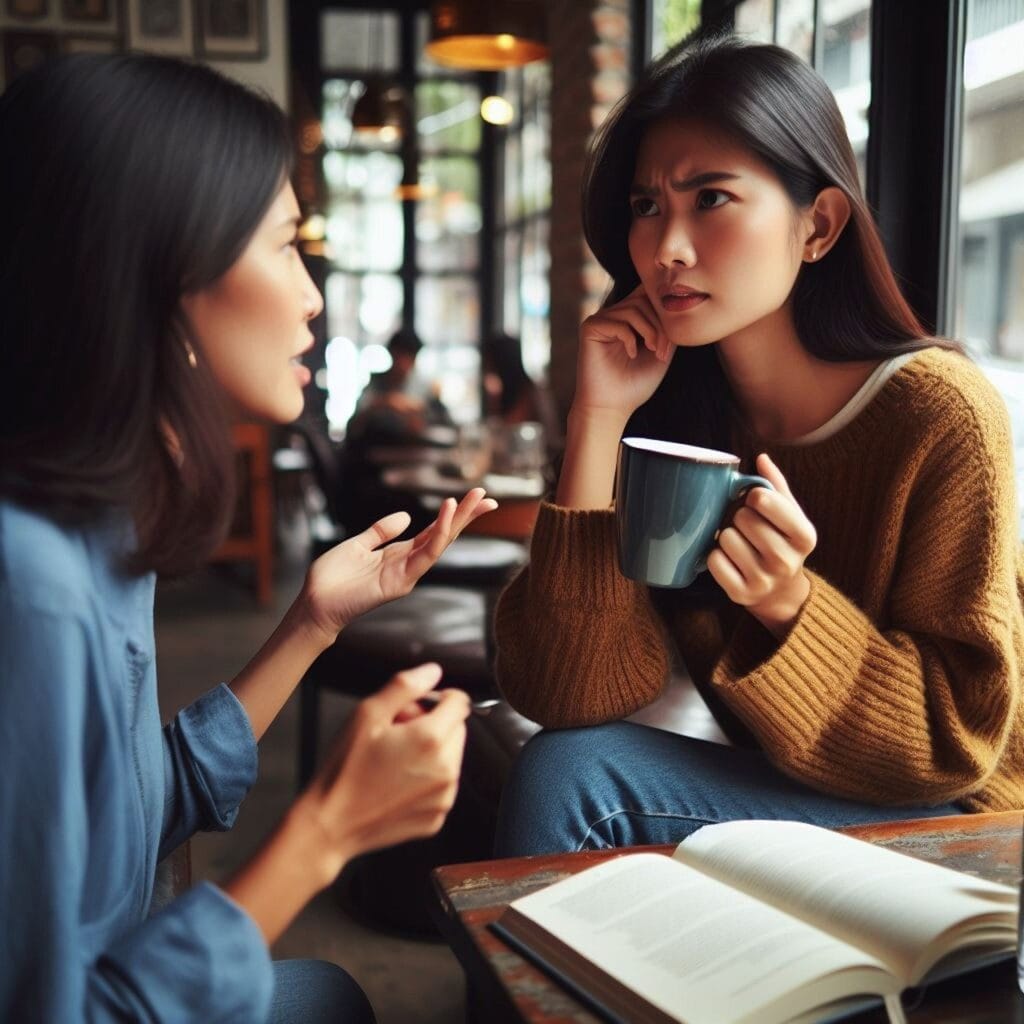 woman, face, discussion